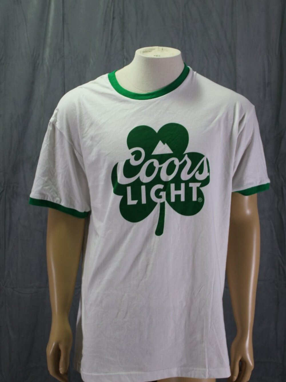 Beer Shirt - Coors Light Shamrock Ringer T- Men's Large